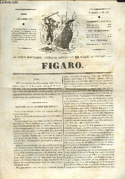 Figaro Ve année, n°338, mardi 7 décembre 1830. by Collectif: (1830 ...