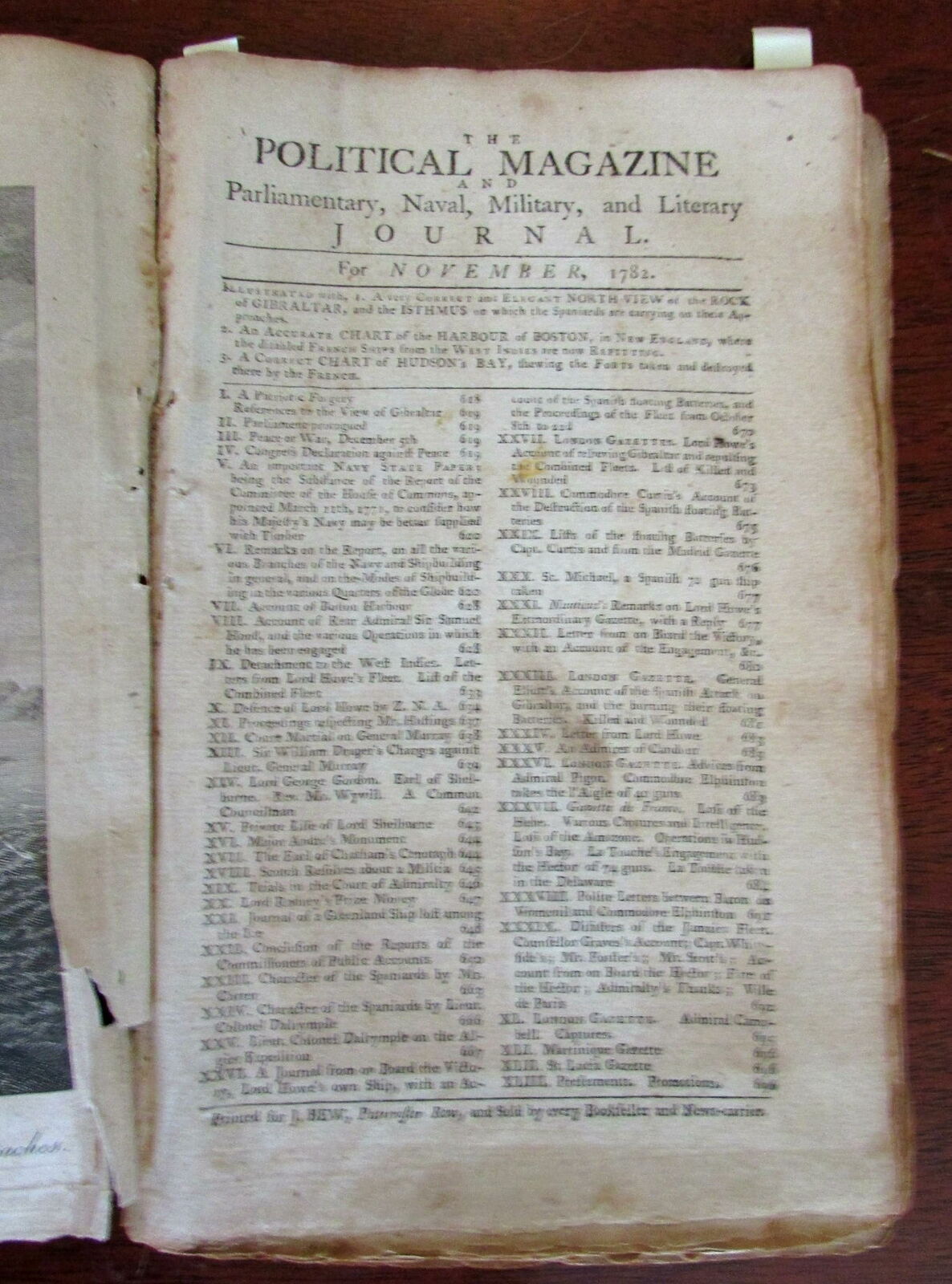 Boston Harbor chart 1782 political magazine map American Revolutionary