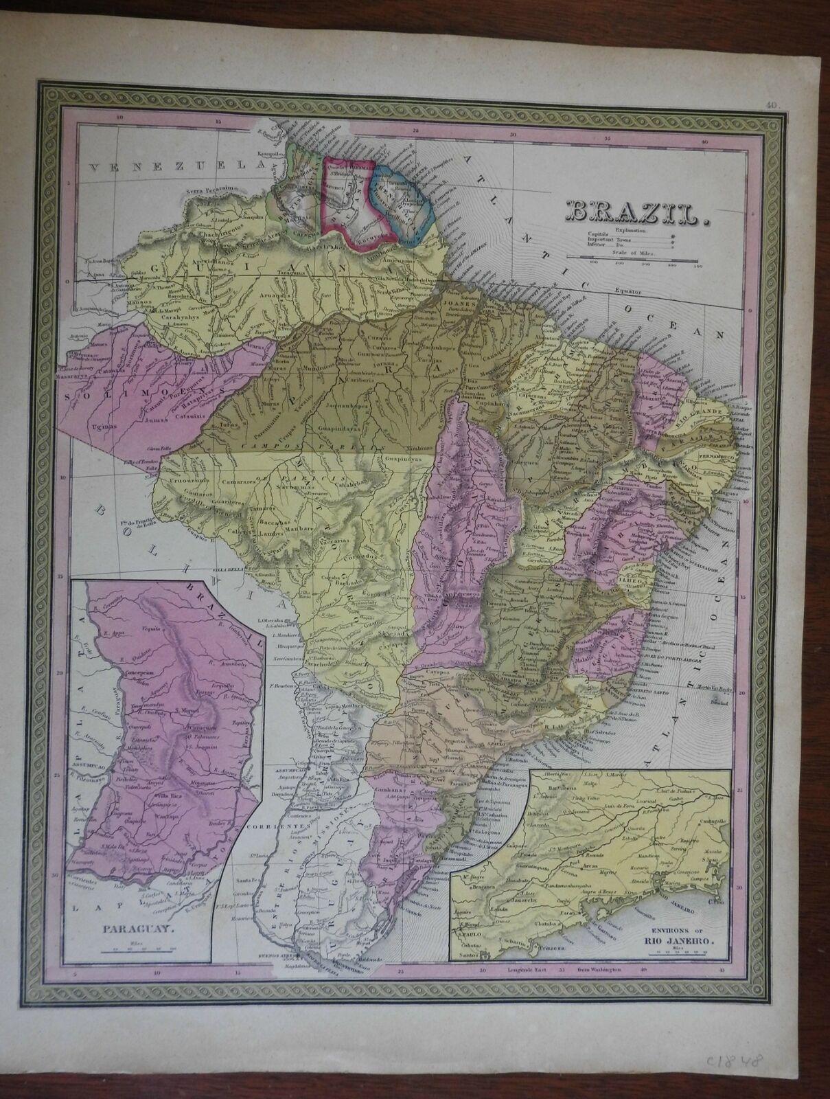 Brazil Paraguary Rio De Janeiro Amazon River Guyana C 1846 9 Mitchell Map 1846 Karte Raremapsandbooks