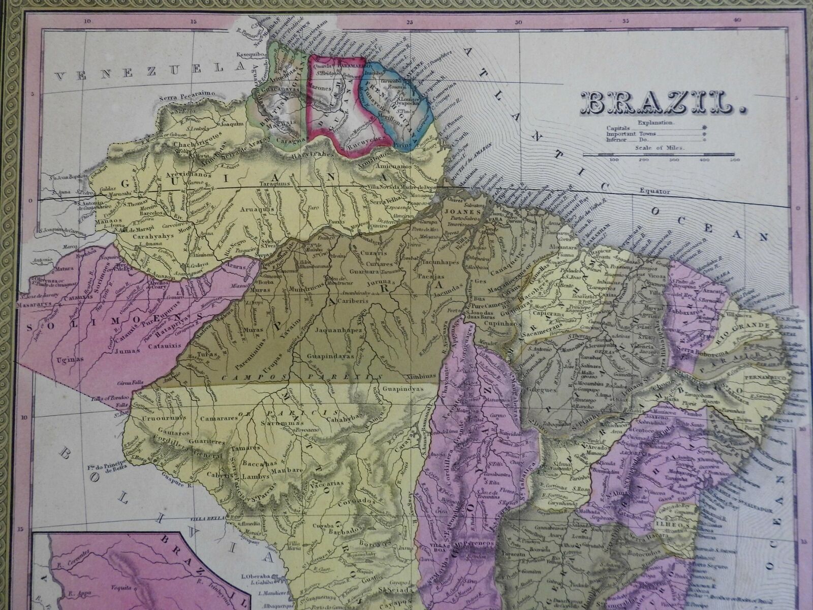 Brazil Paraguary Rio De Janeiro Amazon River Guyana C 1846 9 Mitchell Map 1846 Karte Raremapsandbooks