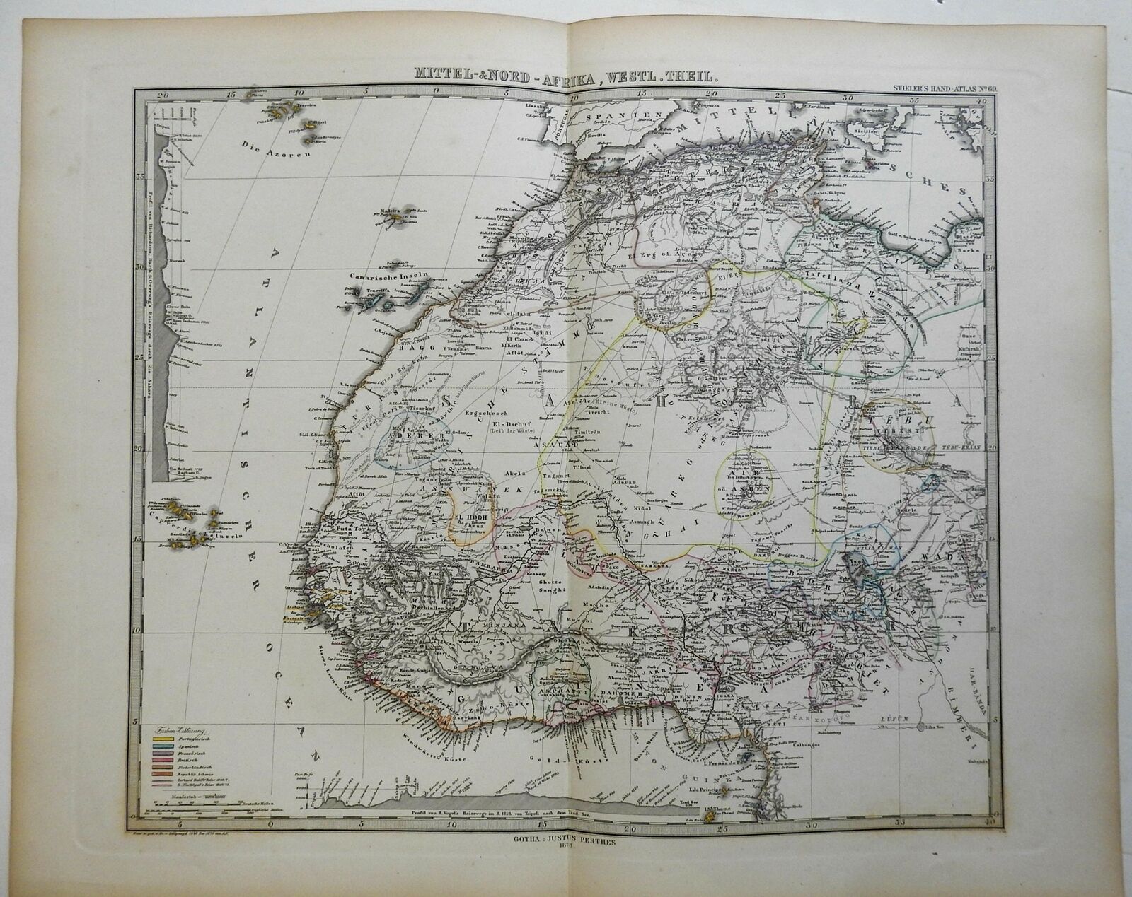 Senegal To Morocco Map West Africa Morocco Guinea Ivory Coast Songhai 1878 Stieler Detailed Map:  (1878) Map | Raremapsandbooks