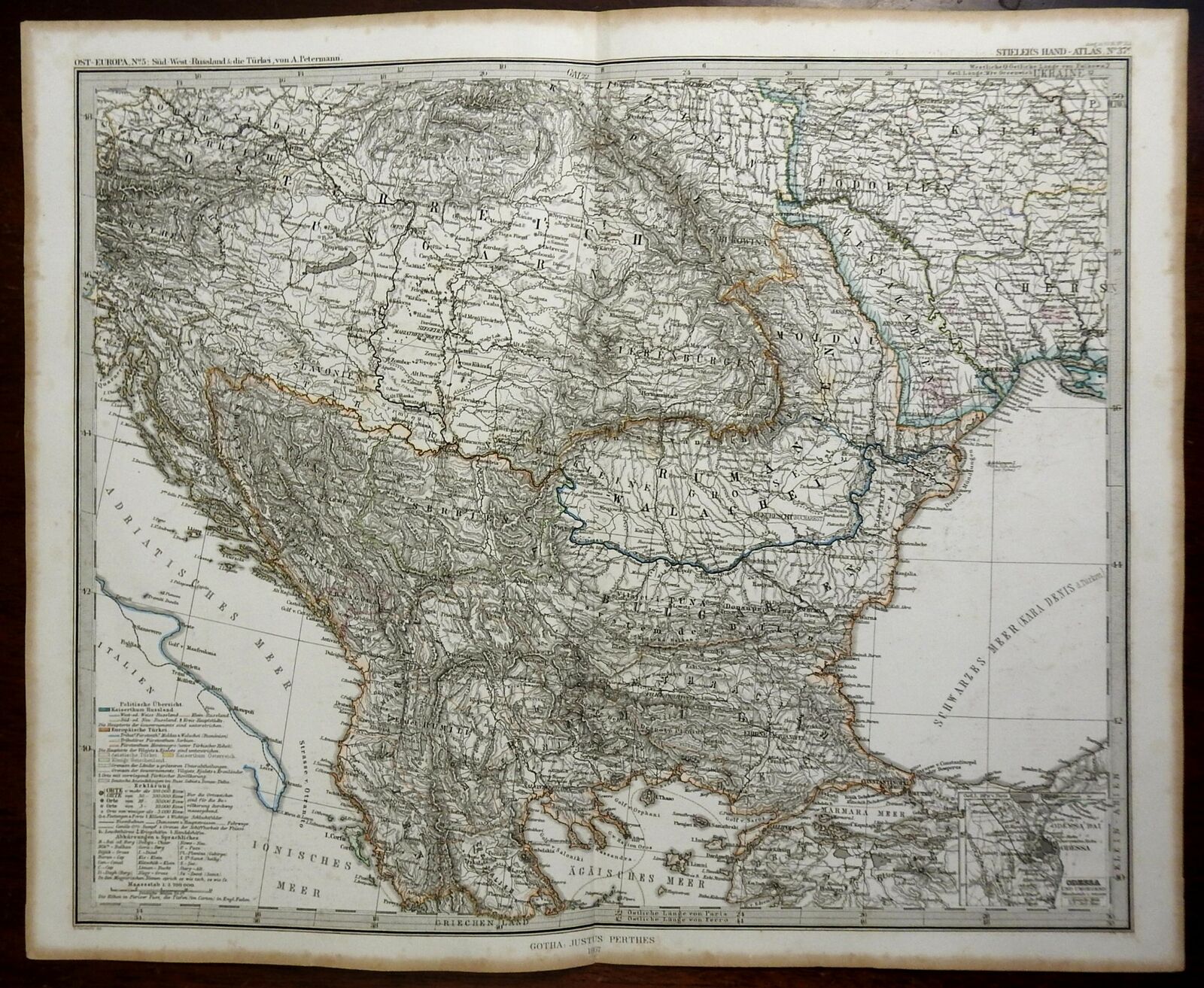 Balkans Hungary Wallachia Ottoman Empire Croatia 1867 Petermann