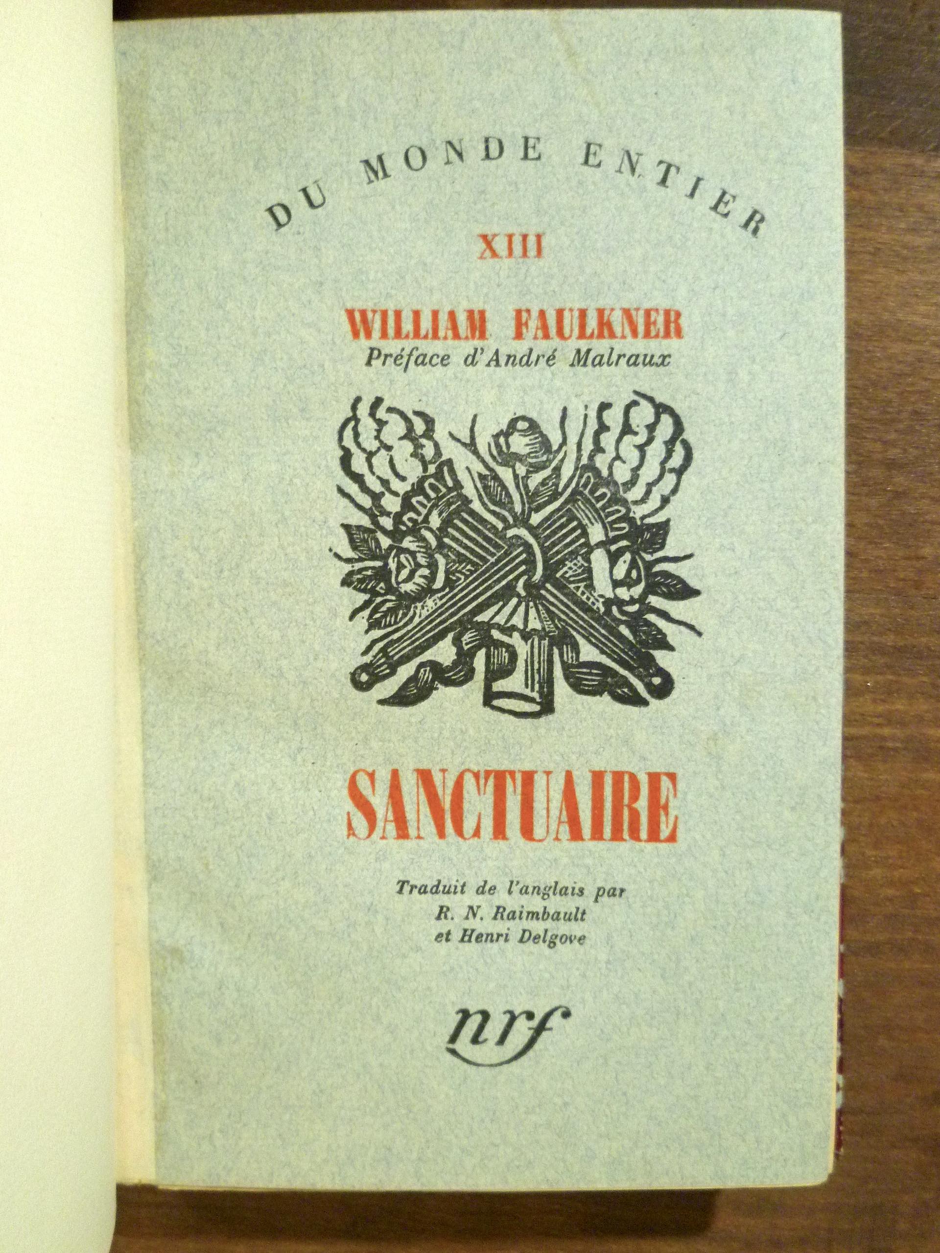 Sanctuaire. Traduit de l'anglais par R. N. Raimbault et H. Delgove ...