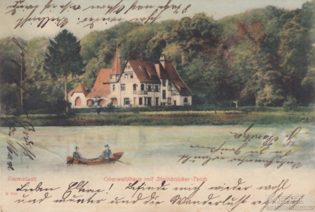 AK Darmstadt. Oberwaldhaus mit SteinbrückerTeich. ca. 1905 von