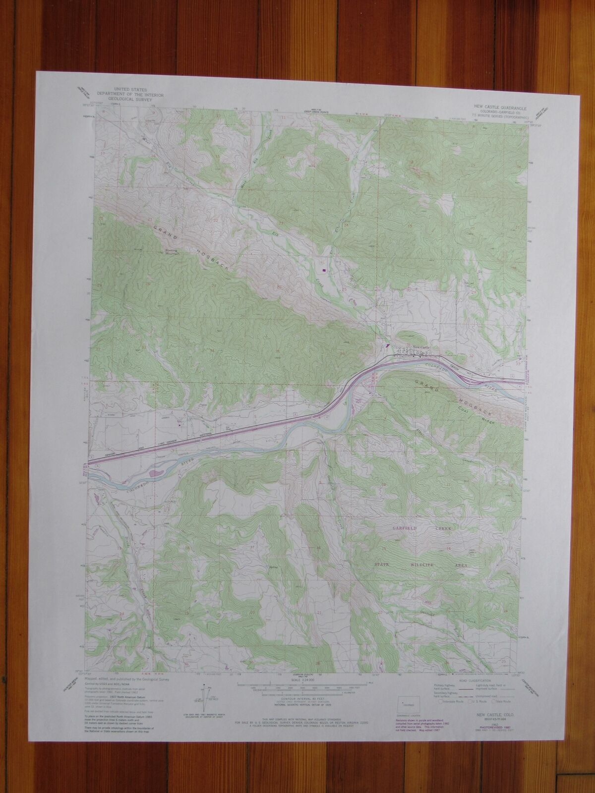 New Castle Colorado 1988 Original Vintage USGS Topo Map (1988) Map
