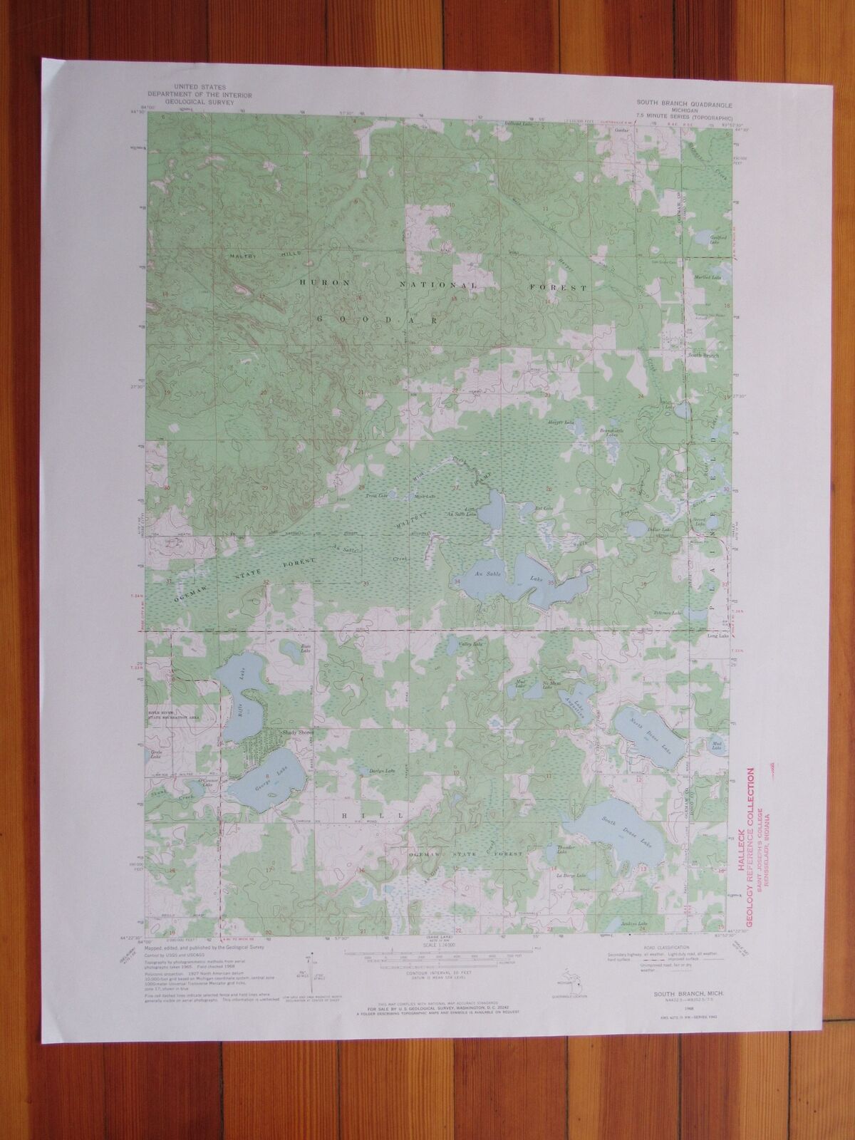 South Branch Michigan 1971 Original Vintage USGS Topo Map (1971) Map