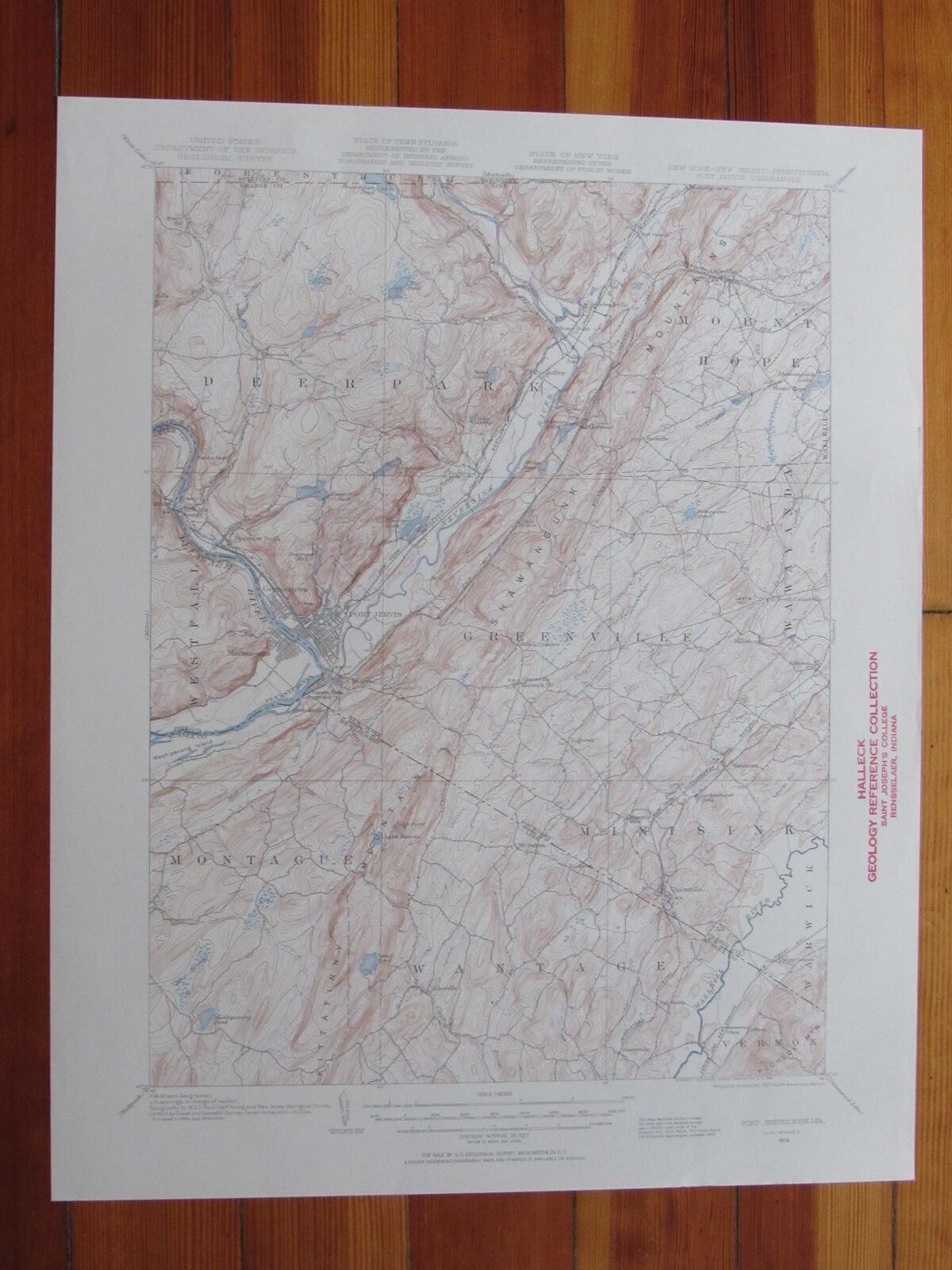 Port Jervis New York 1956 Original Vintage USGS Topo Map [Good]