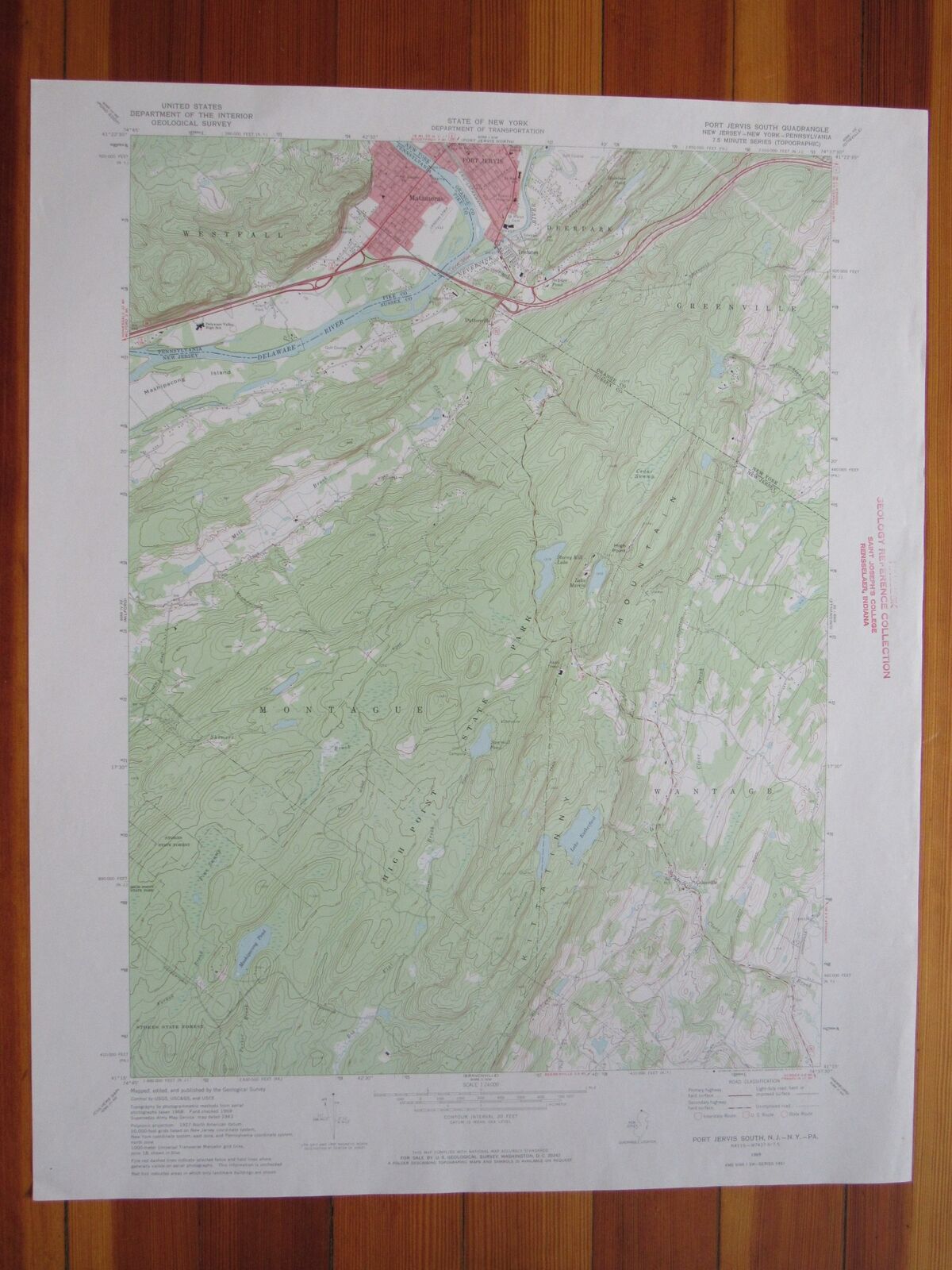 Port Jervis South New York 1972 Original Vintage USGS Topo Map [Good]