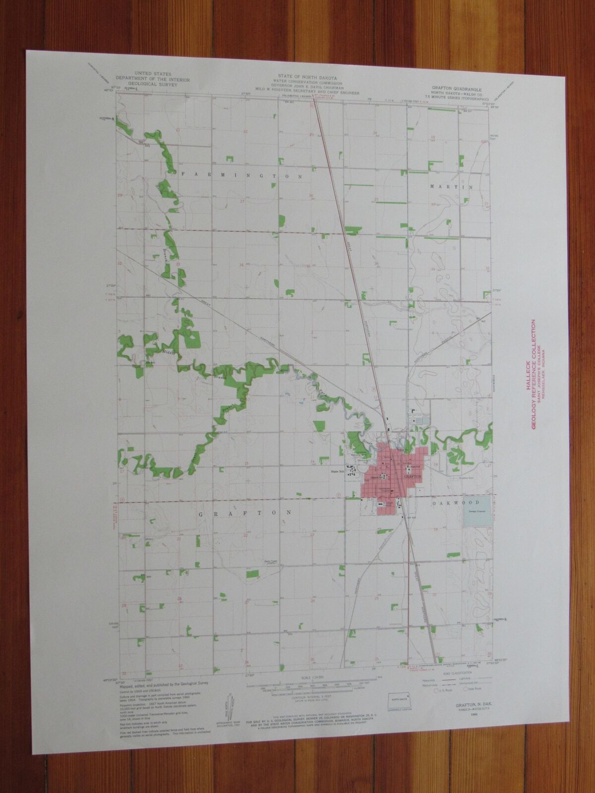 Grafton North Dakota 1961 Original Vintage USGS Topo Map (1961) Map
