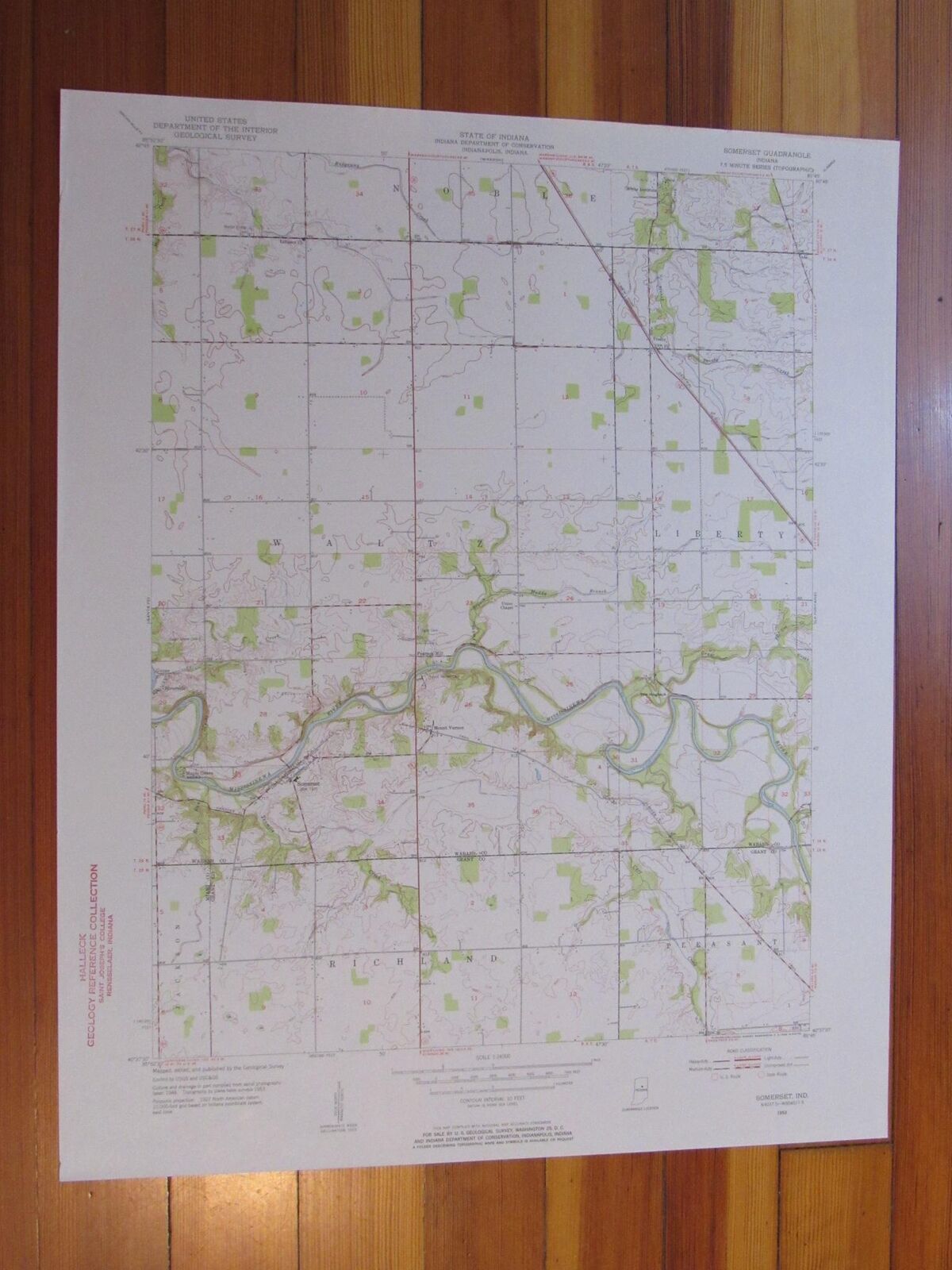 Somerset Indiana 1954 Original Vintage USGS Topo Map (1954) Map
