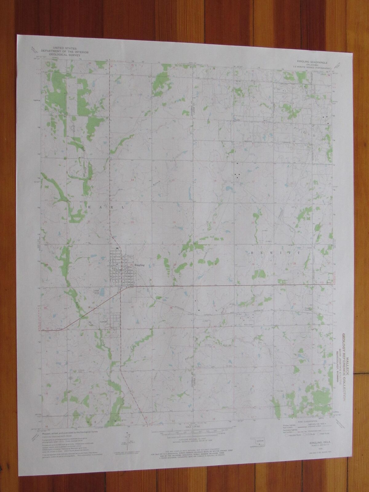 Ringling Oklahoma 1977 Original Vintage USGS Topo Map (1977) Map