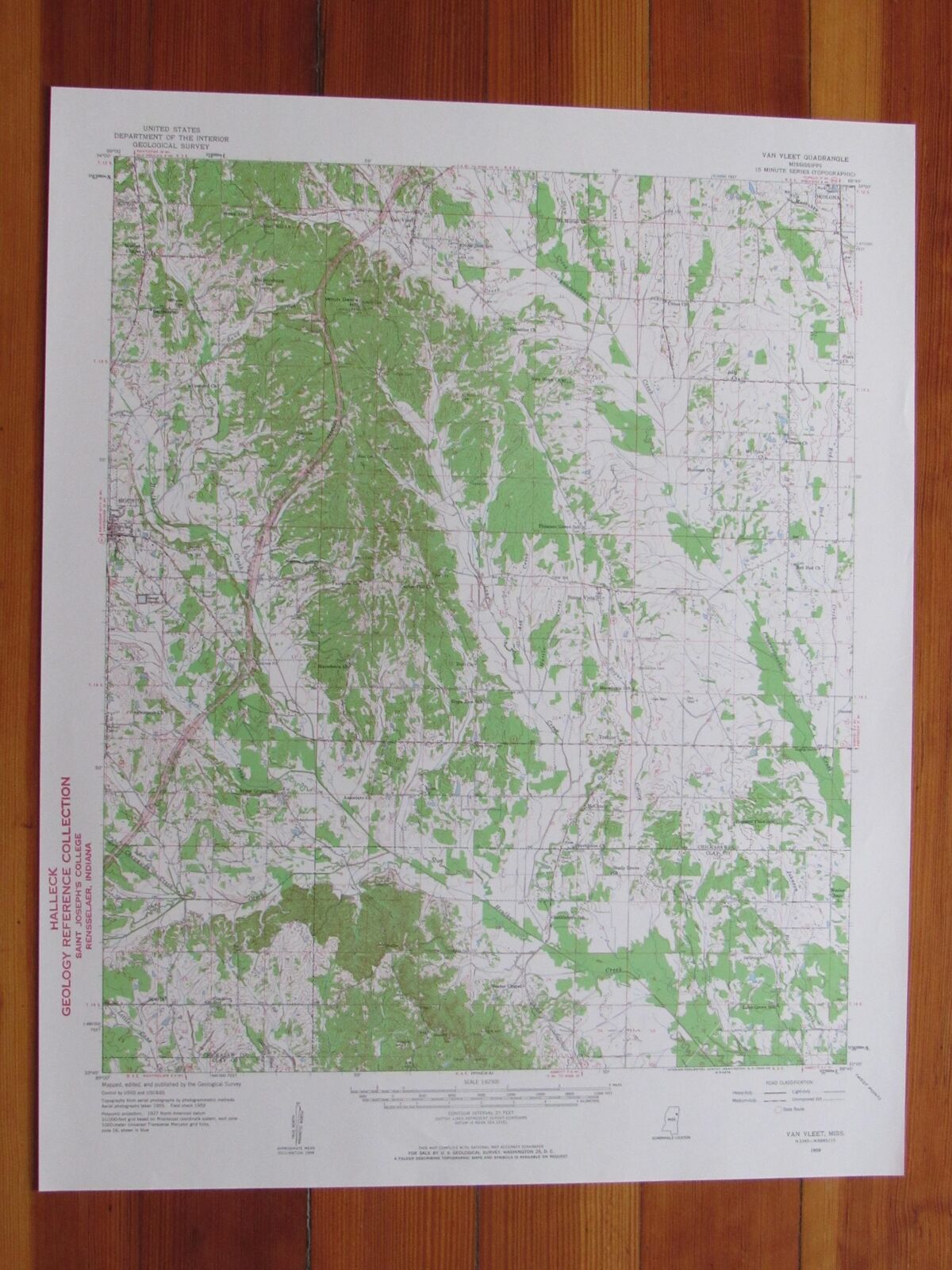 Van Vleet Mississippi 1960 Original Vintage USGS Topo Map (1960) Carte