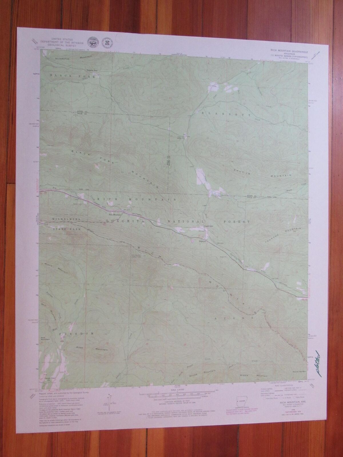 Rich Mountain Arkansas 1979 Original Vintage USGS Topo Map (1979) Map RareMapsandBooks