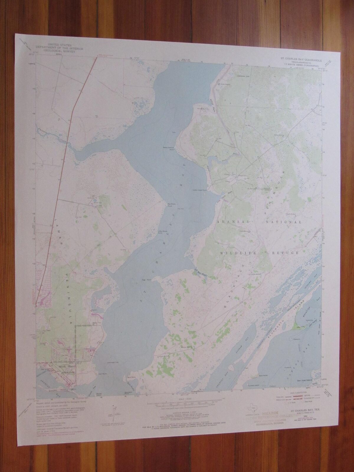 Saint Charles Bay Texas 1977 Original Vintage USGS Topo Map [Good]