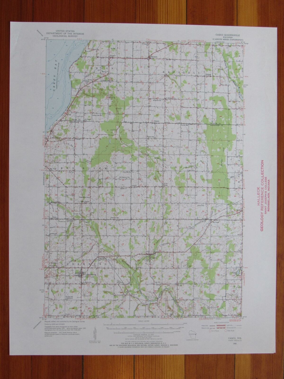 Casco Wisconsin 1954 Original Vintage USGS Topo Map (1954) Map RareMapsandBooks