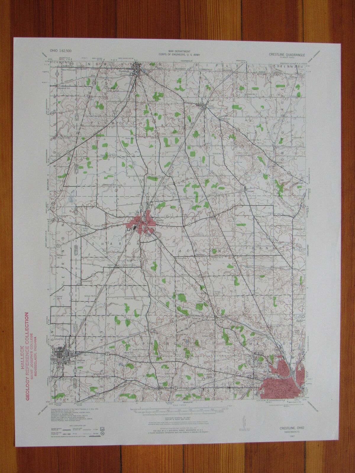 Crestline Ohio 1961 Original Vintage USGS Topo Map (1961) Map