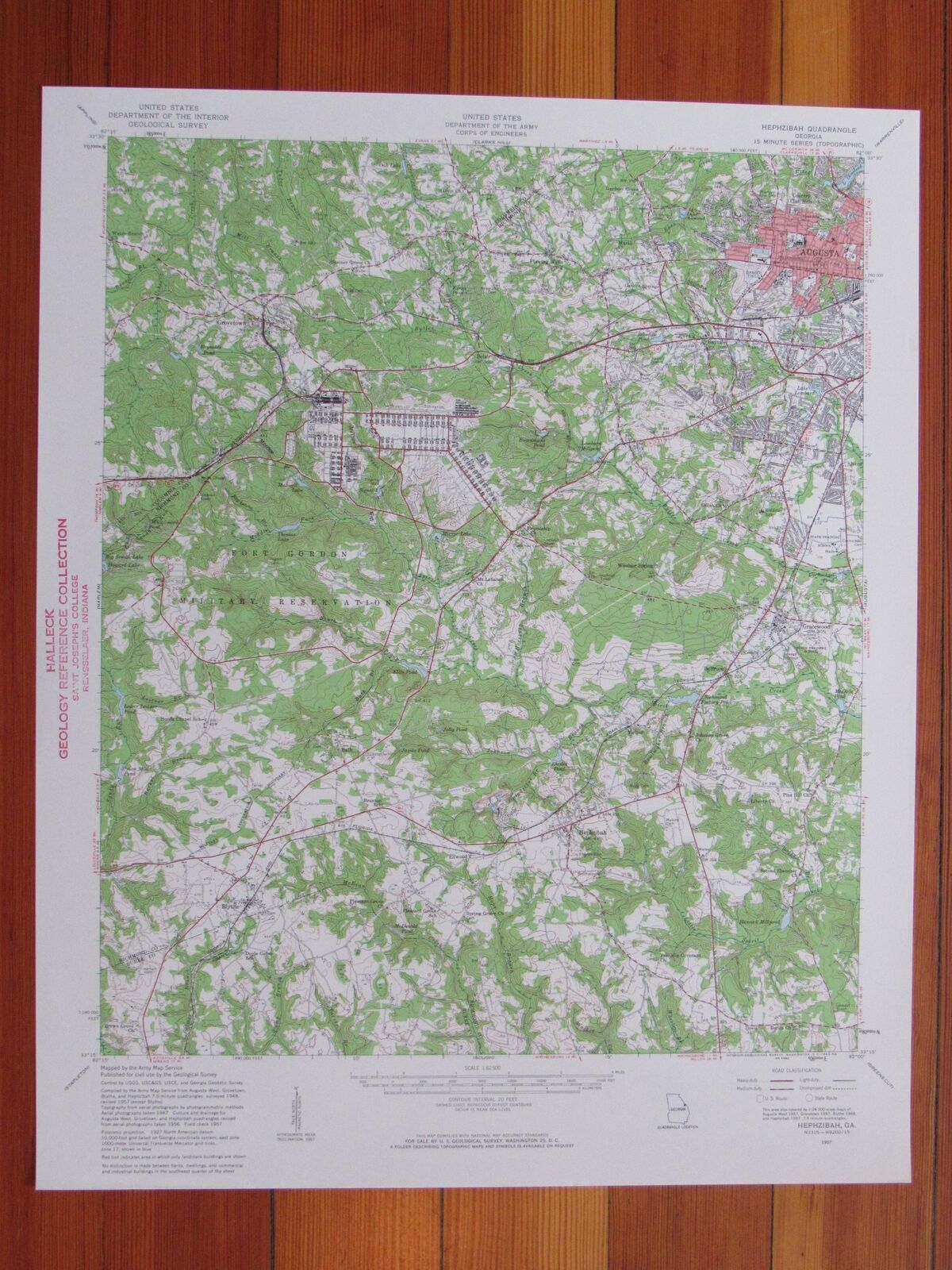 Hephzibah 1961 Original Vintage USGS Topo Map (1961) Carte
