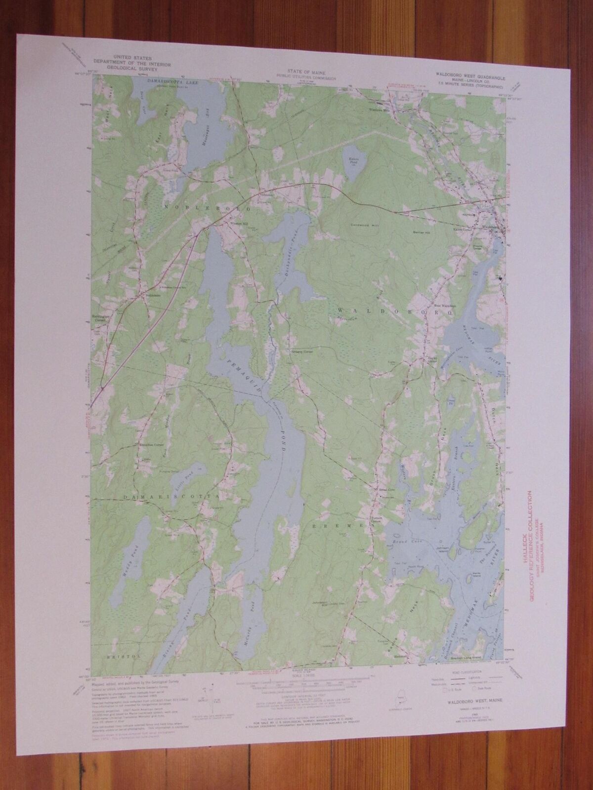 Waldoboro West Maine 1974 Original Vintage USGS Topo Map (1974) Map