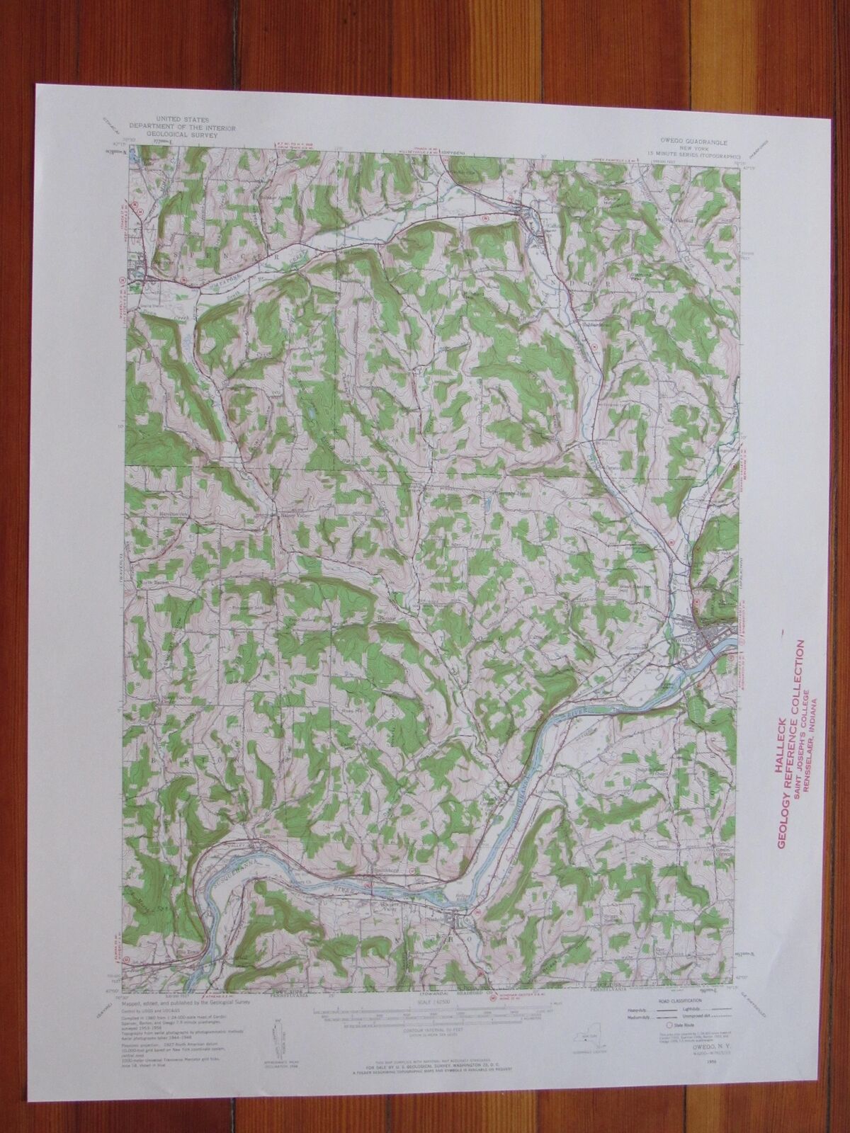 Owego New York 1960 Original Vintage USGS Topo Map (1960) Map