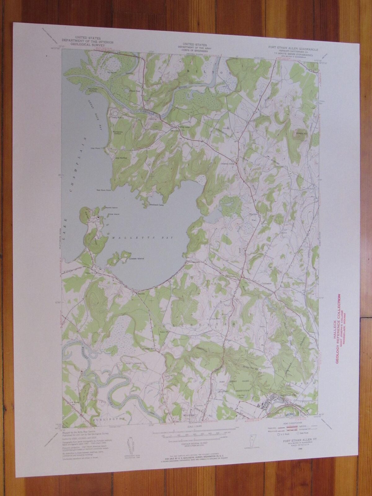 Colchester Vermont 1953 Original Vintage USGS Topo Map (1953) Map