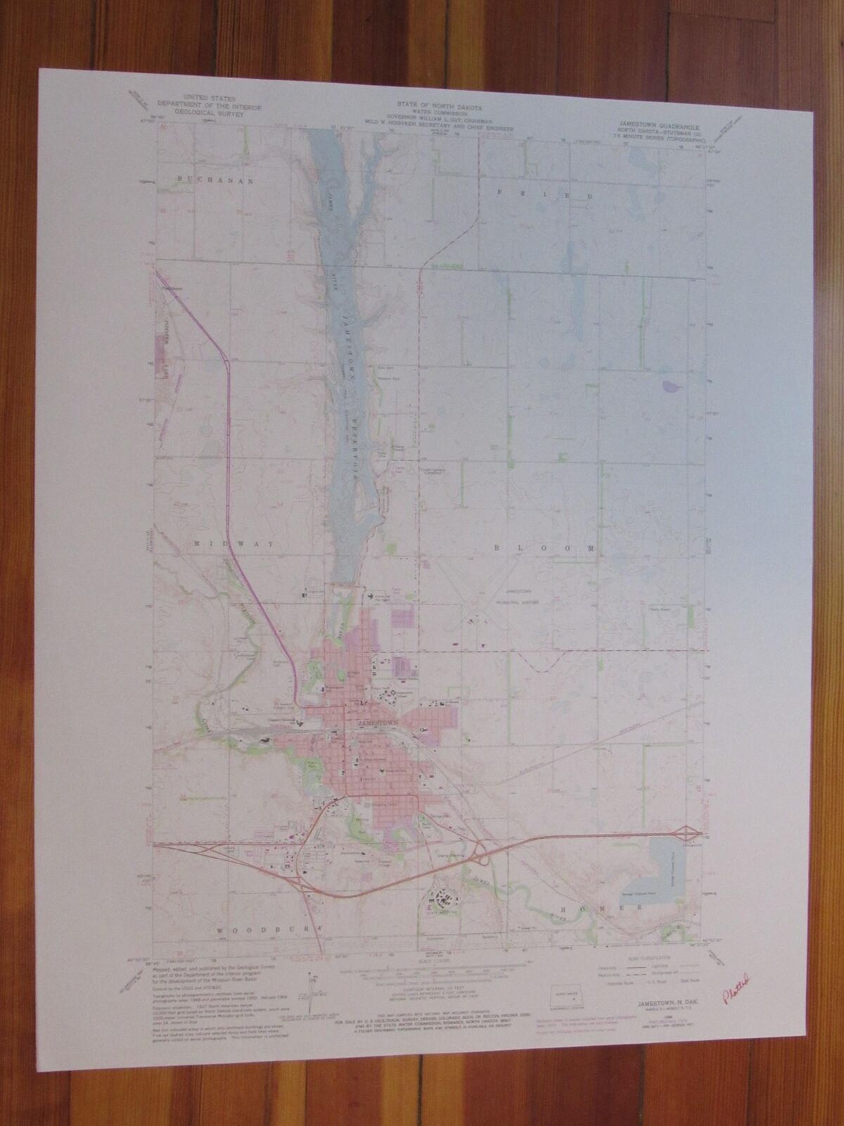 Jamestown North Dakota 1978 Original Vintage USGS Topo Map (1978) Map