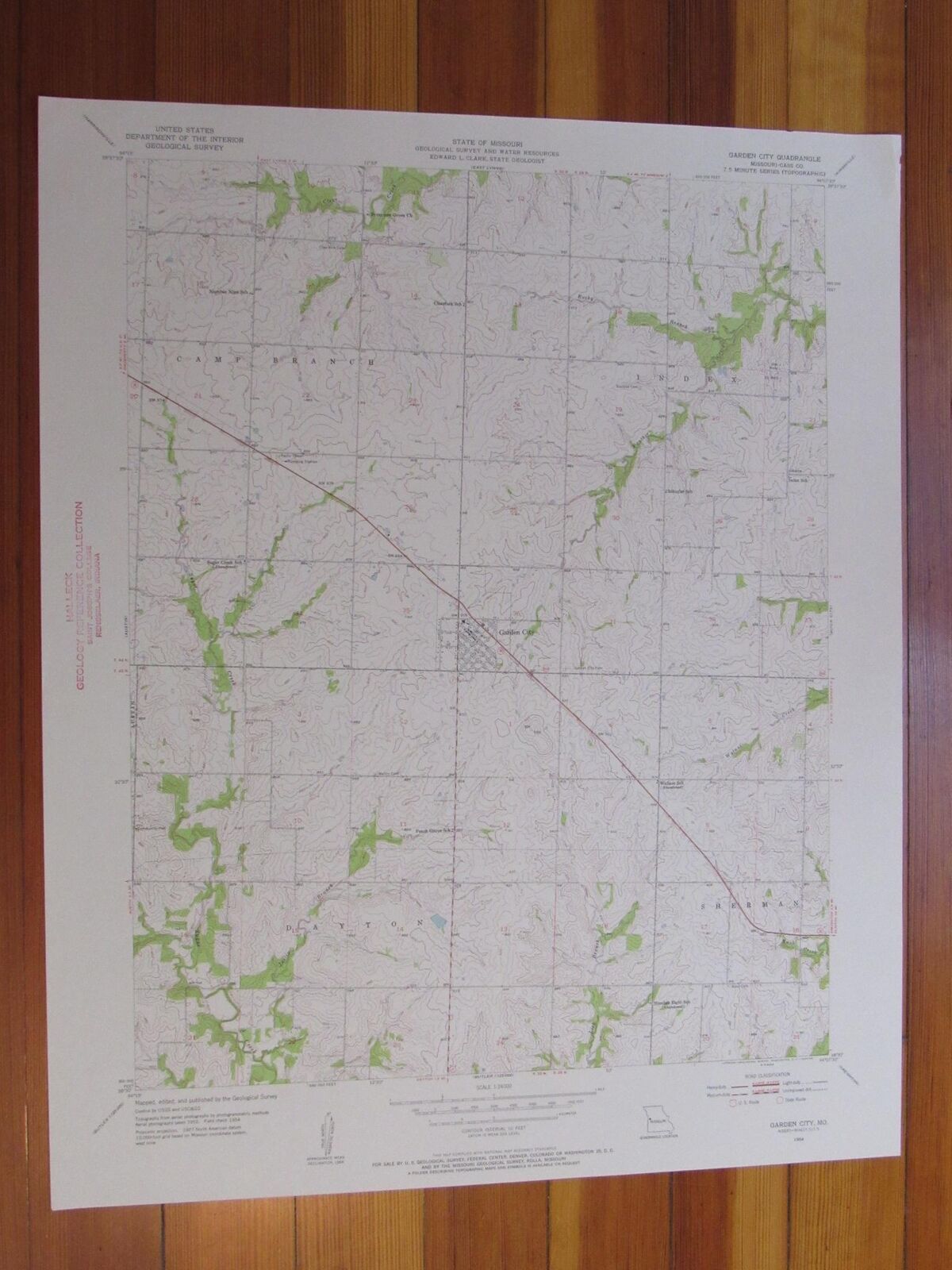 Garden City Missouri 1955 Original Vintage USGS Topo Map (1955) Map