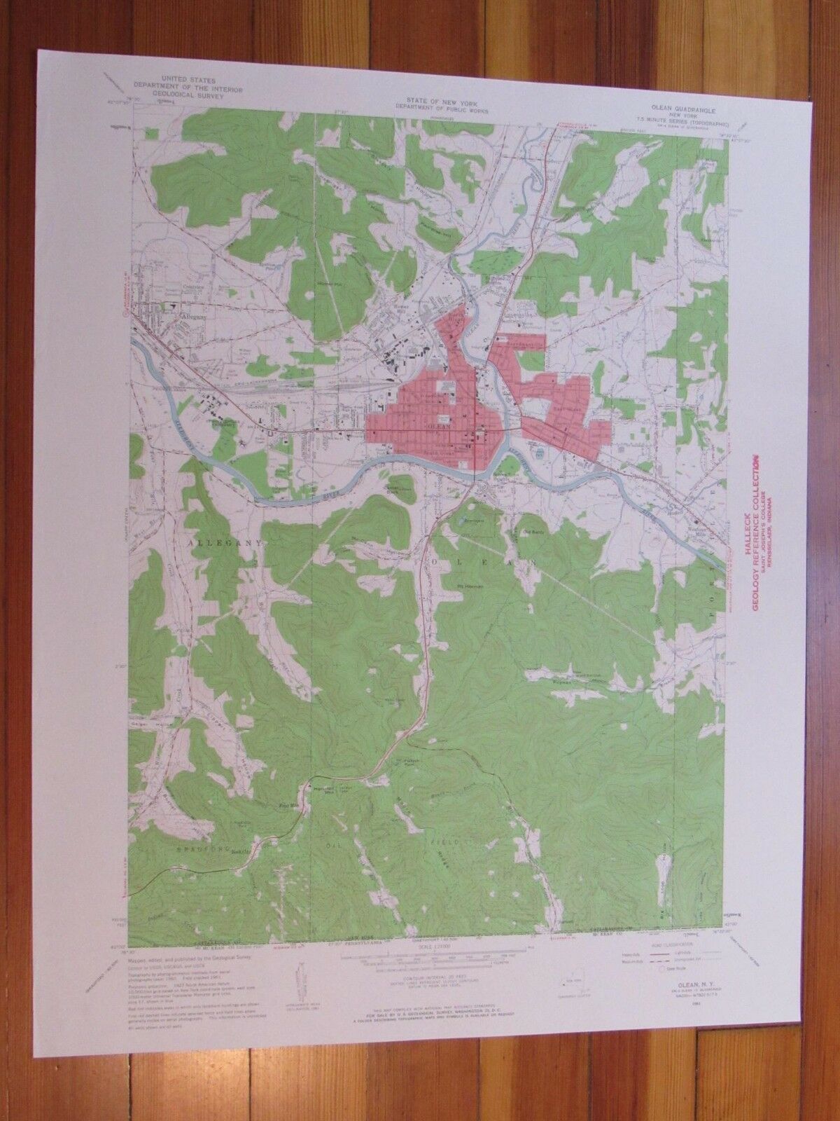 Olean New York 1962 Original Vintage USGS Topo Map (1962) Map