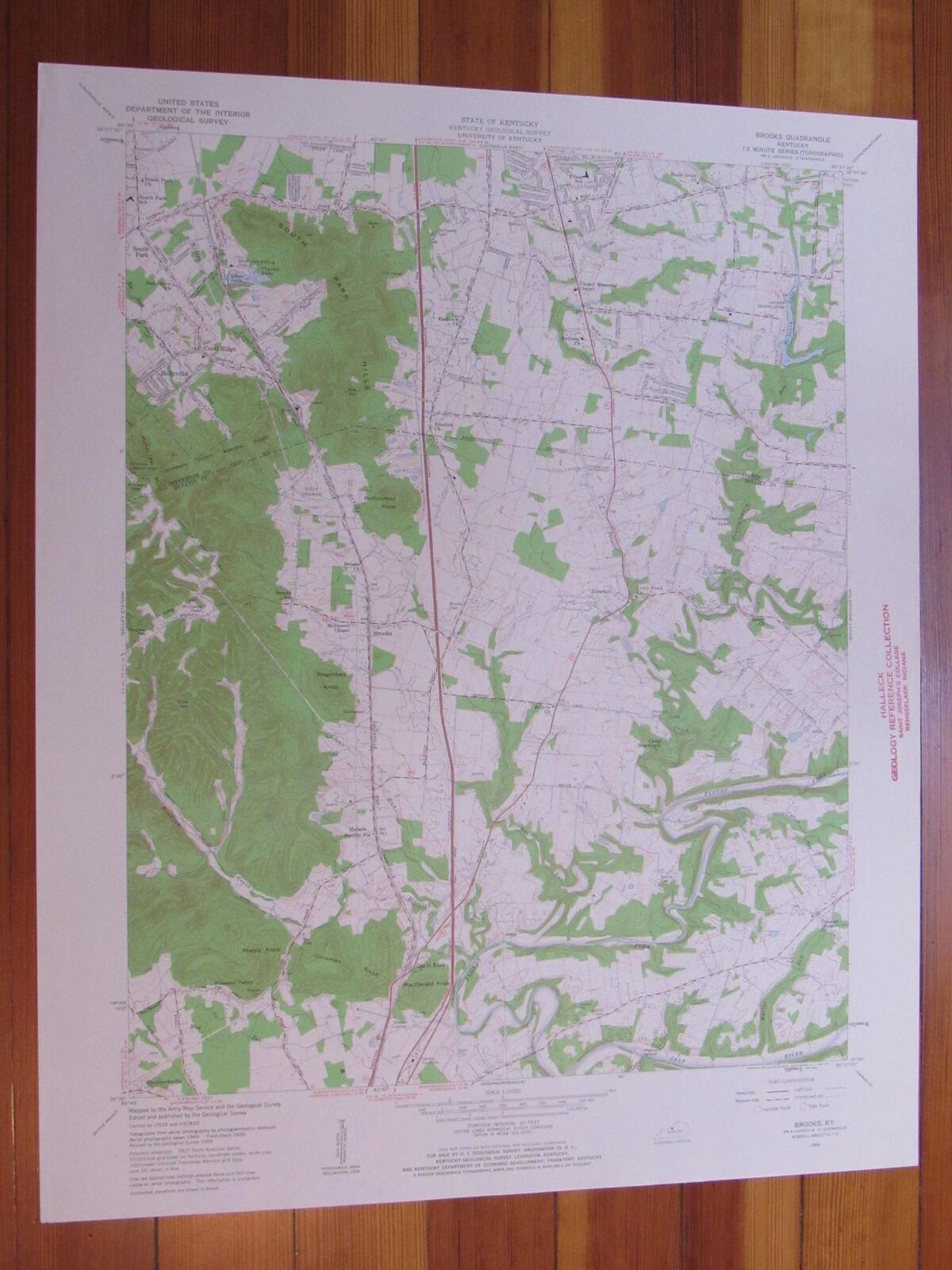 Brooks Kentucky 1960 Original Vintage USGS Topo Map (1960) Map