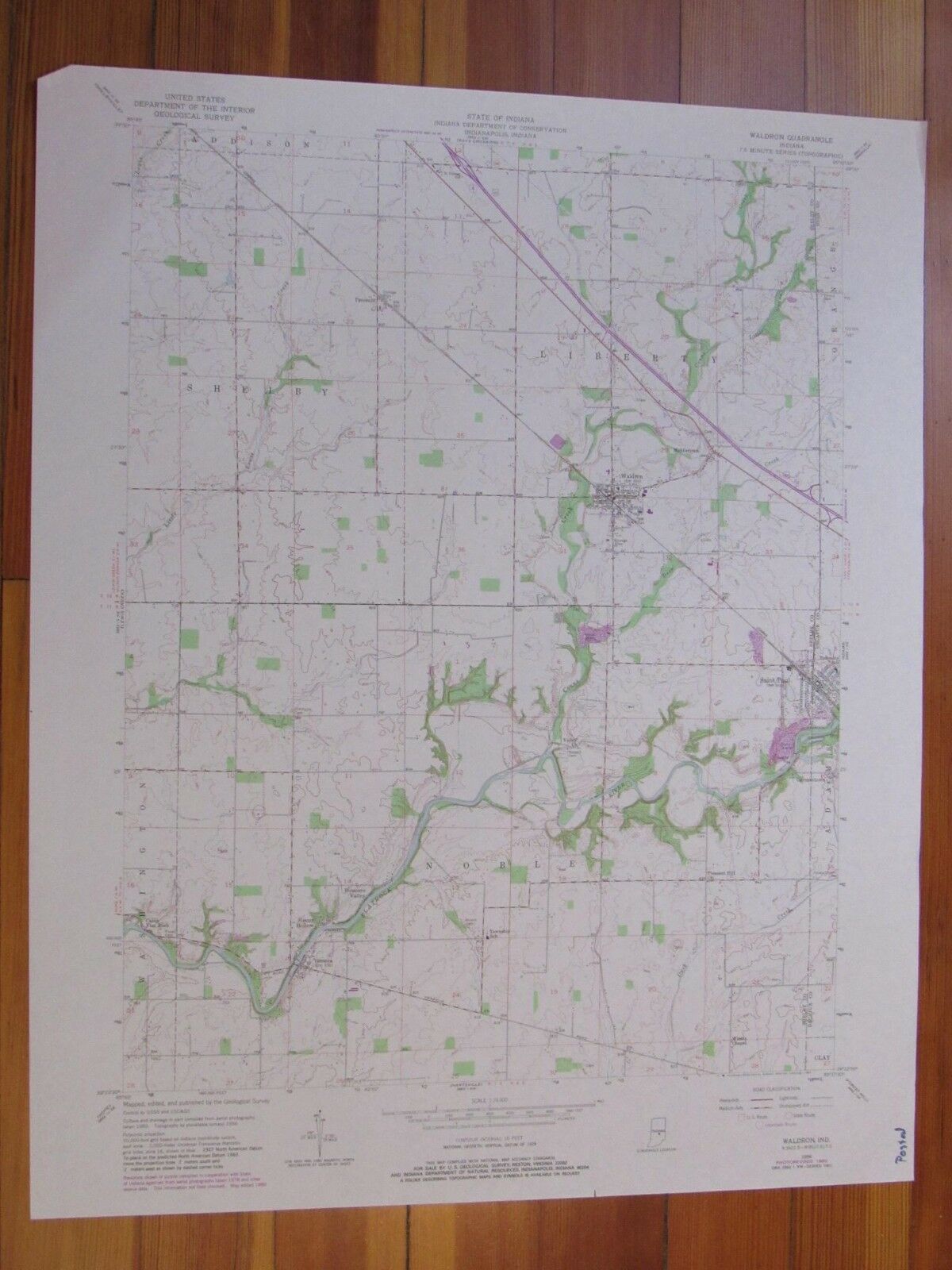 Waldron Indiana 1981 Original Vintage USGS Topo Map (1981) Carte