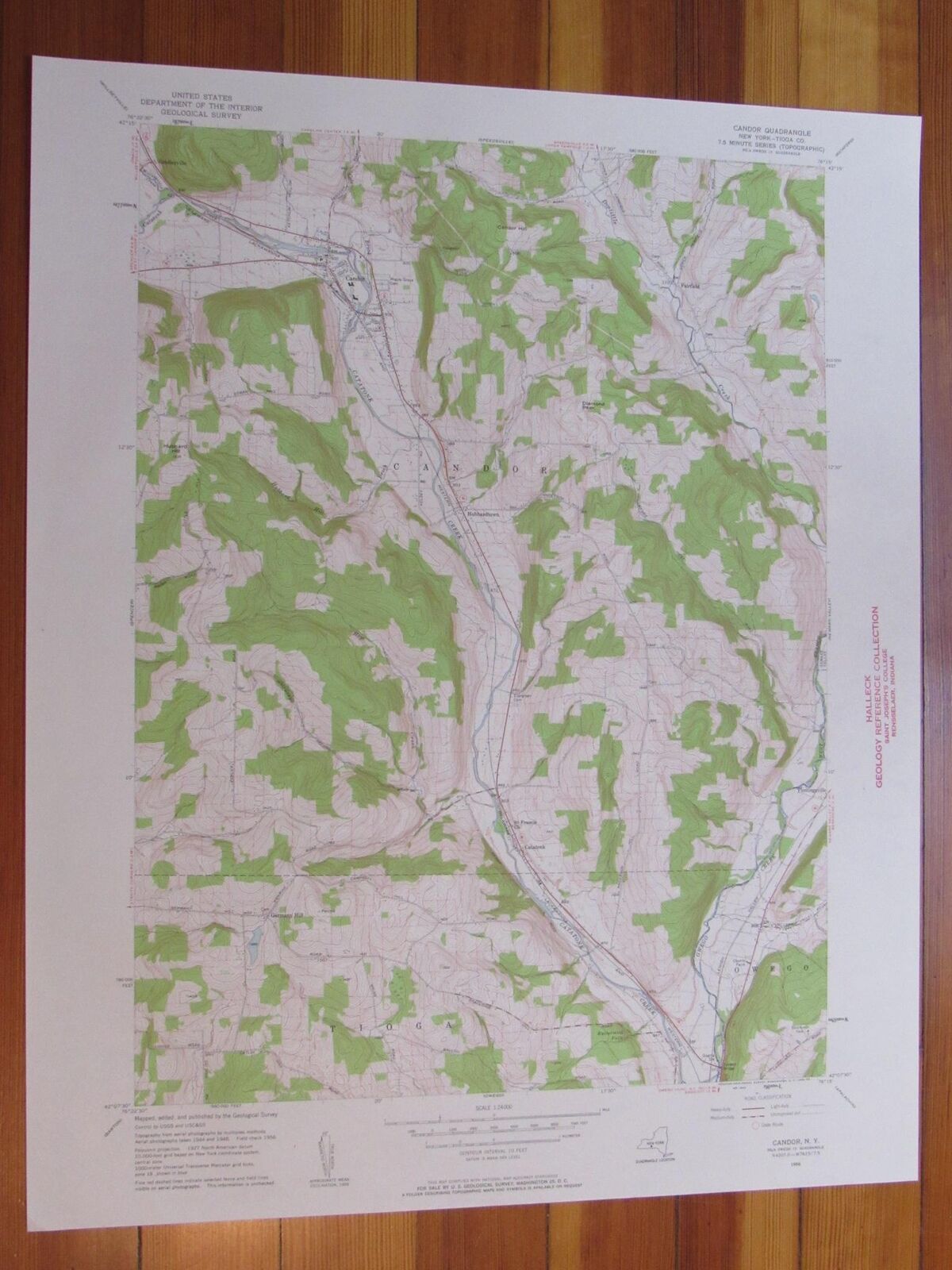 Candor New York 1958 Original Vintage USGS Topo Map (1958) Map