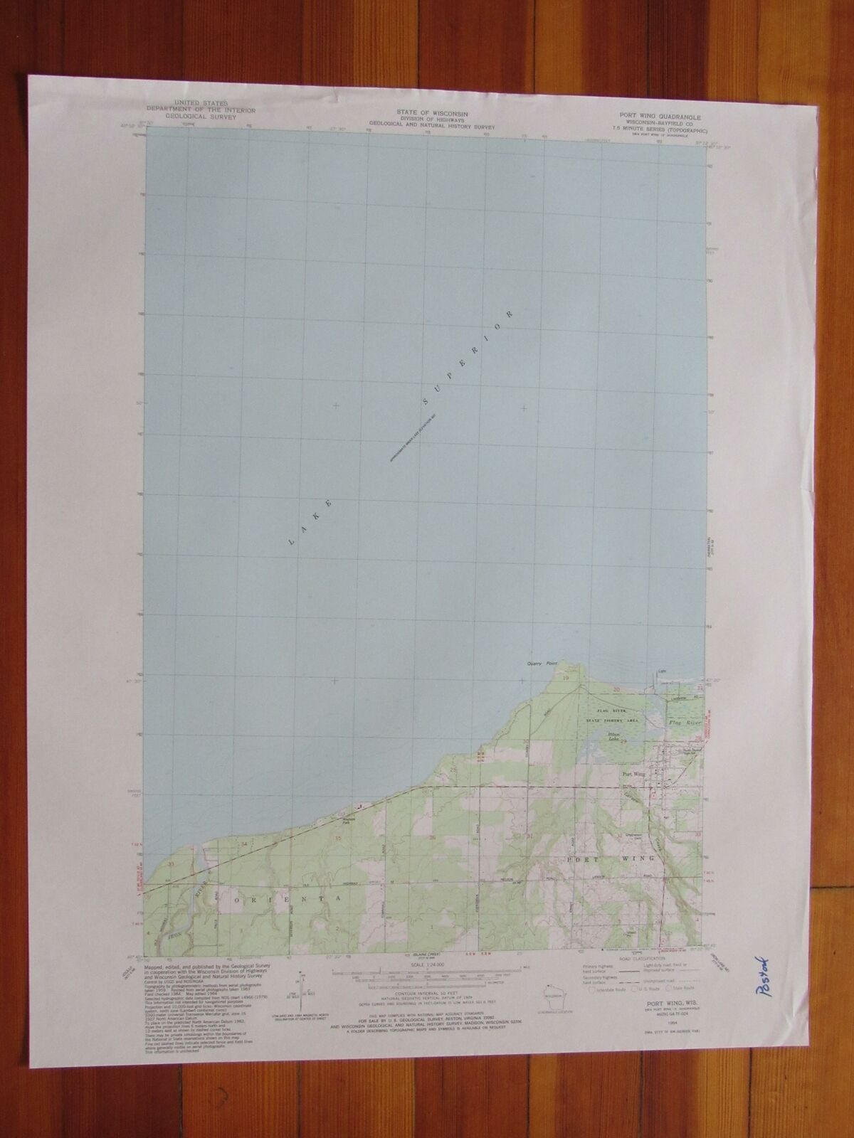 Port Wing Wisconsin 1984 Original Vintage USGS Topo Map [Good]