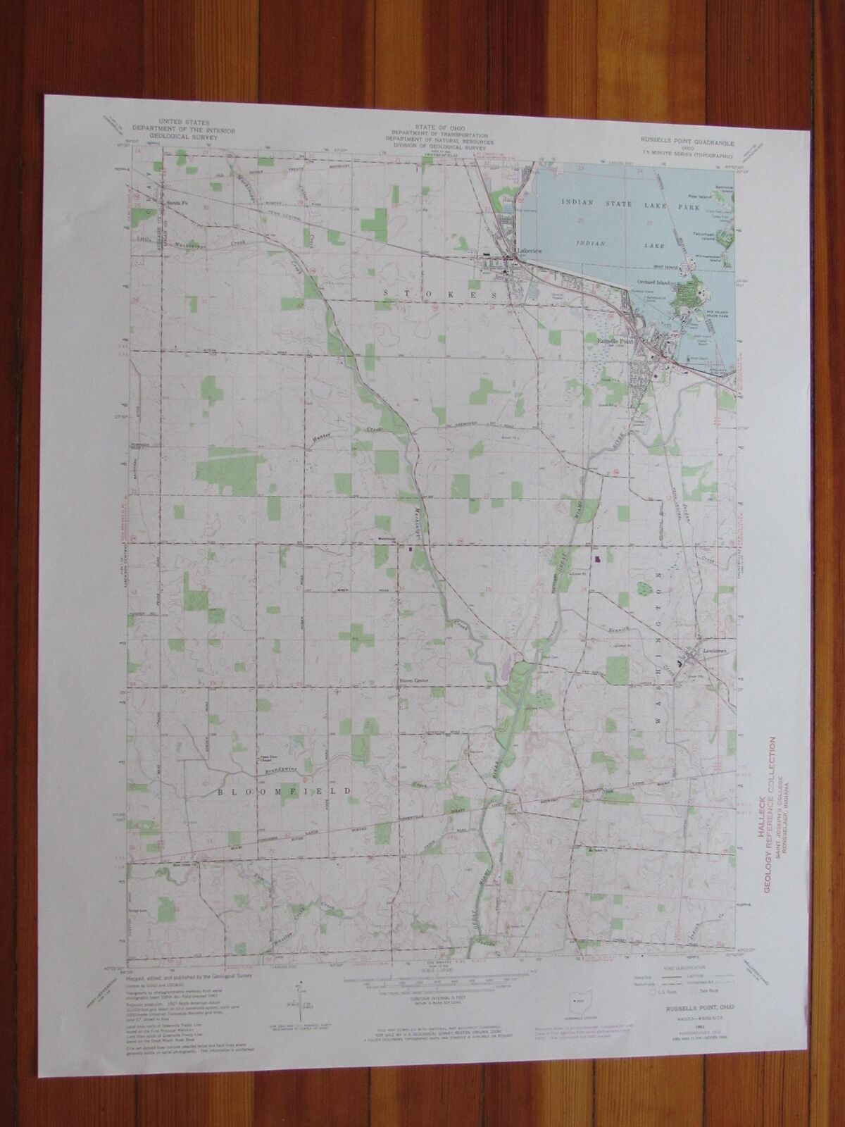 Russells Point Ohio 1974 Original Vintage USGS Topo Map (1974) Map