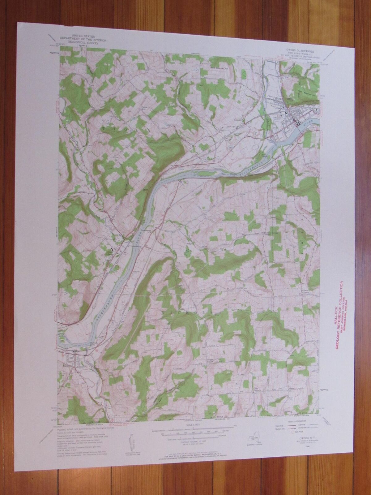 Owego New York 1958 Original Vintage USGS Topo Map (1958) Map