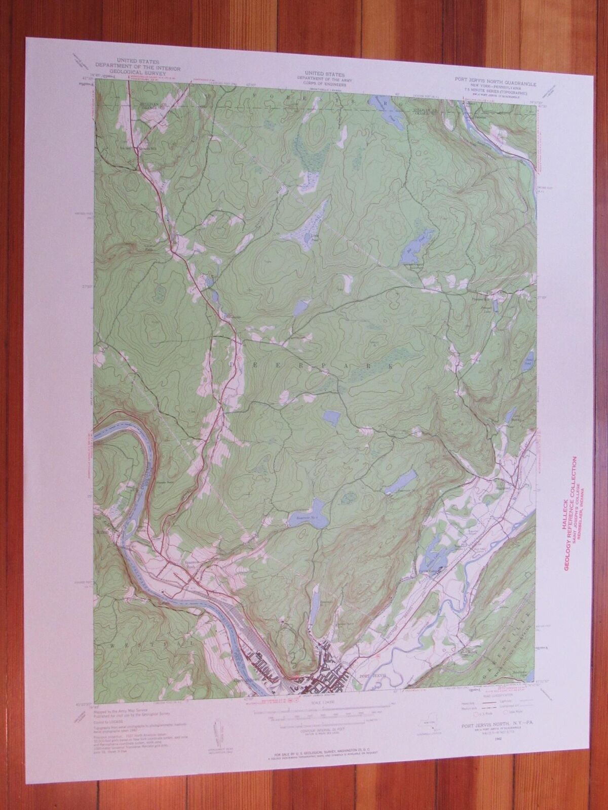 Port Jervis North New York 1959 Original Vintage USGS Topo Map [Good]