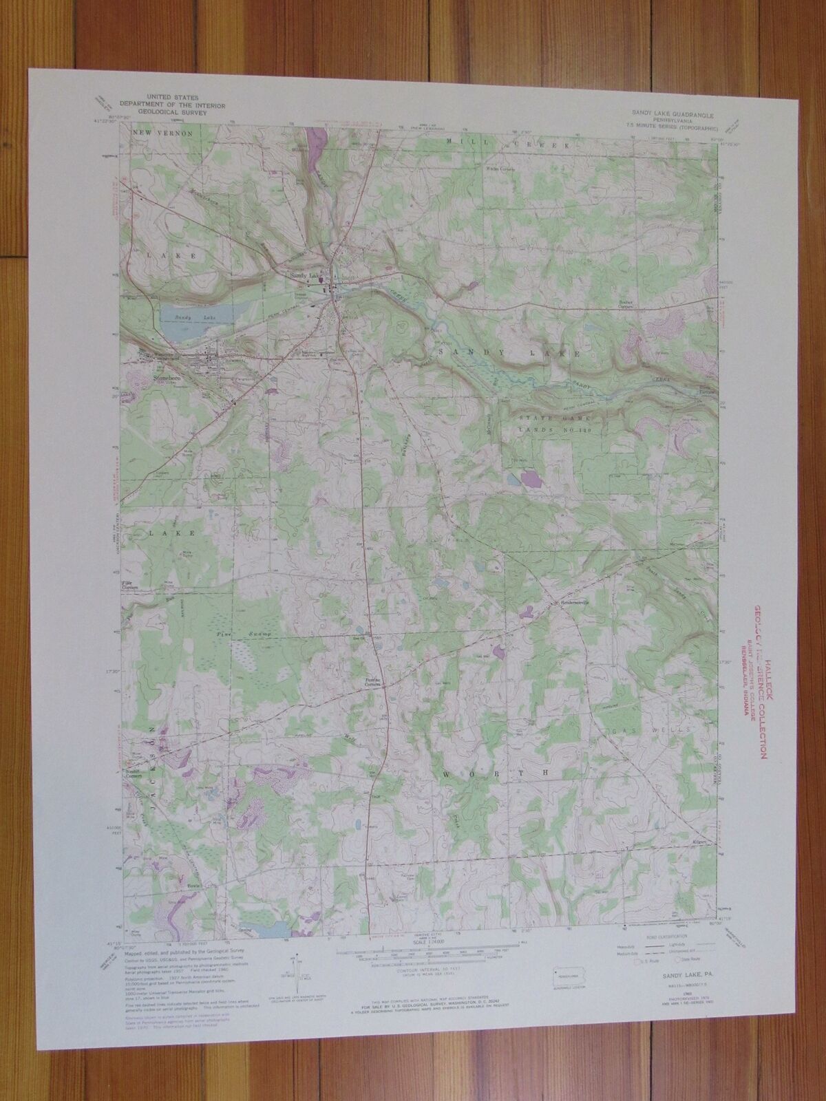 Sandy Lake Pennsylvania 1972 Original Vintage USGS Topo Map (1972) Map