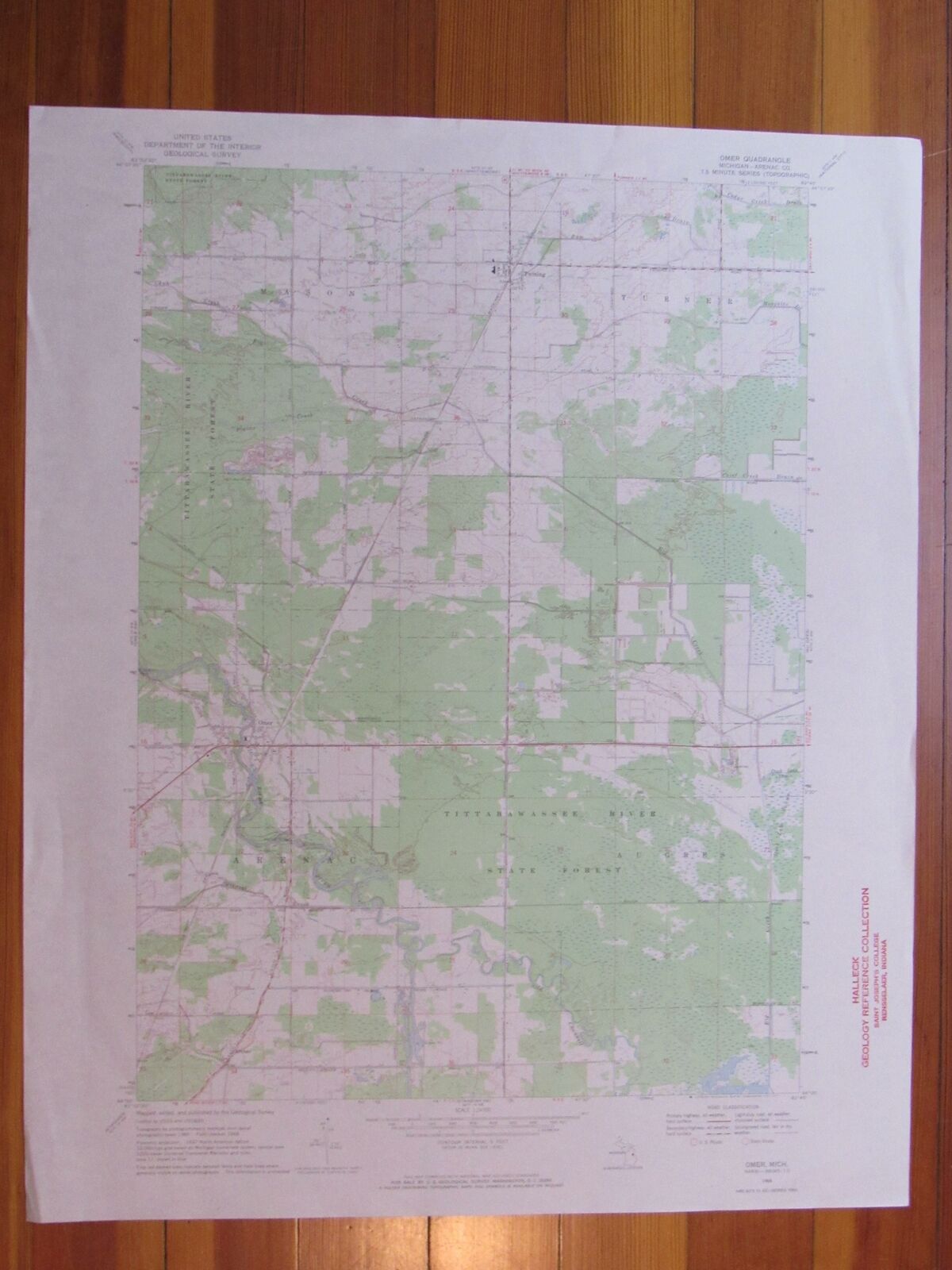 Omer Michigan 1971 Original Vintage USGS Topo Map (1971) Map