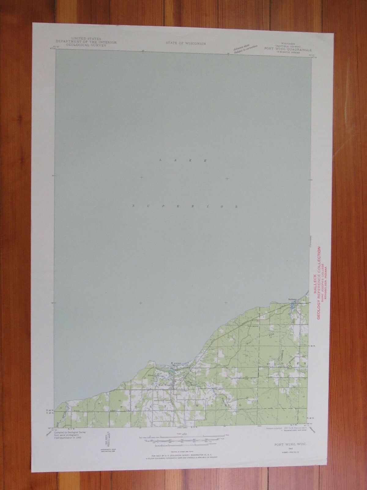 Port Wing Wisconsin 1952 Original Vintage USGS Topo Map [Good]
