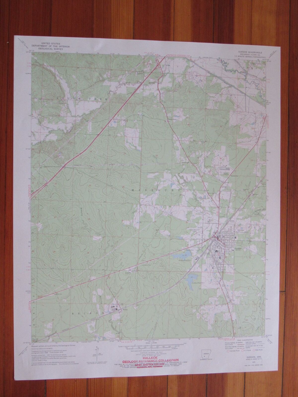 Gurdon Arkansas 1972 Original Vintage USGS Topo Map (1972) Carte