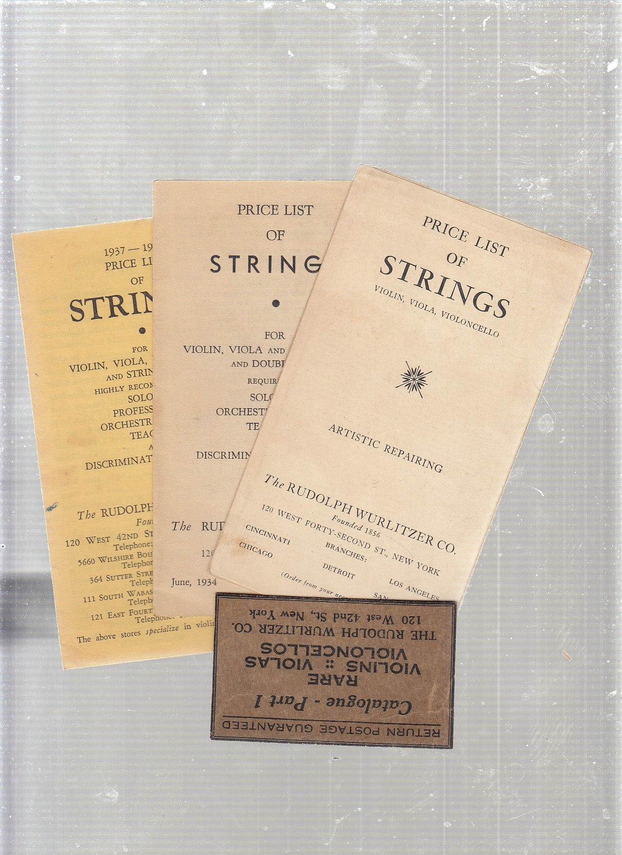 Rare Violins, Violas, Vinocellos of the Seventeenth, Eighteeth and Nineteenth Centuries (calatog) (Rudolph Wurlitzer Company) [Assez bon] [Couverture