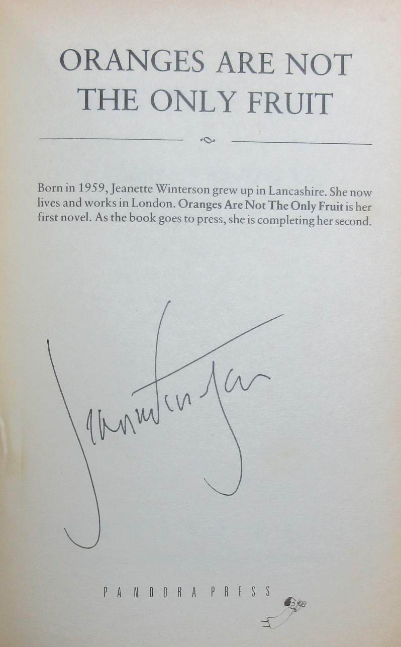 Oranges Are Not The Only Fruit by WINTERSON, (1985) Signed by