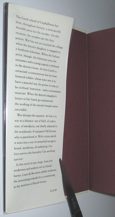 Captain Corelli's Mandolin by de Bernières, Louis: VG Hard Cover (1994 ...