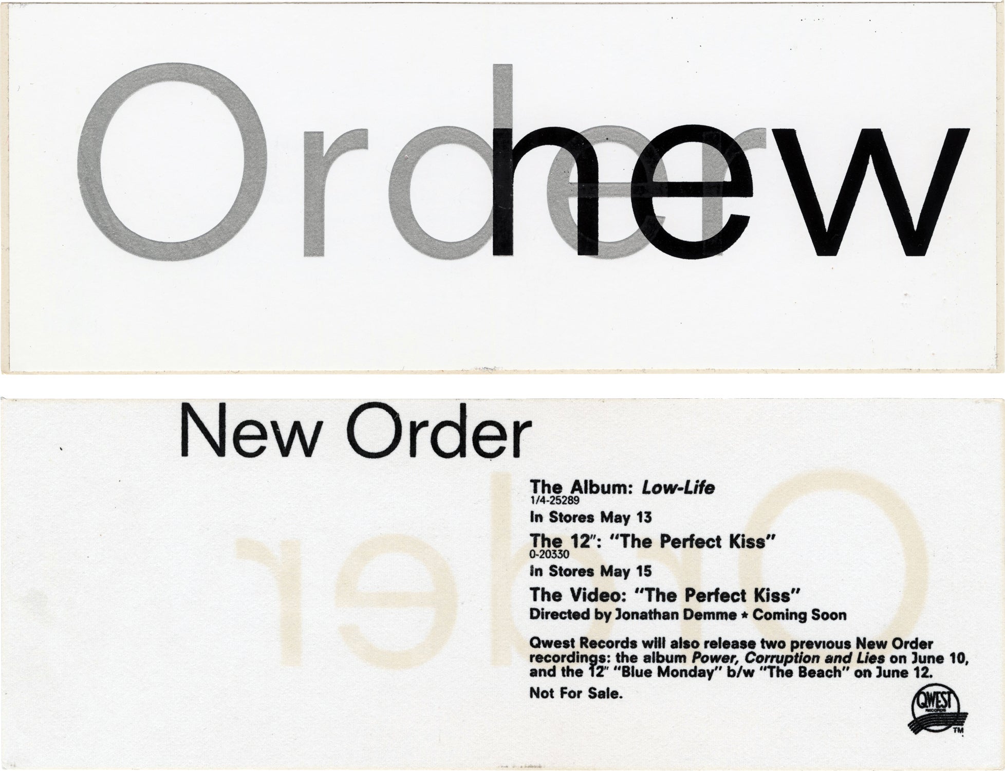 Low Life Original Promotional Sticker For The 1985 Album By New Order 1985 Royal Books Inc Abaa