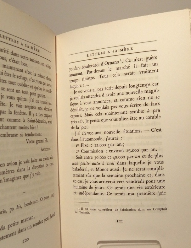Lettres à sa mère by de SAINTEXUPERY (Antoine) L