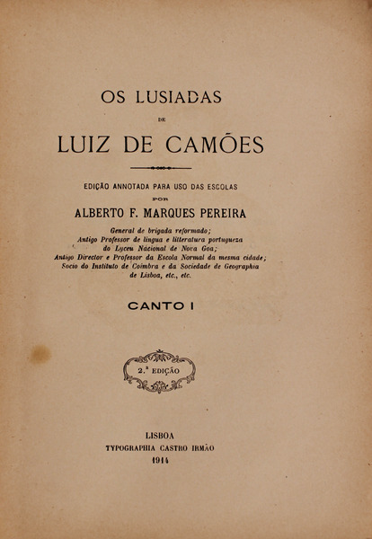 OS LUSIADAS - CAMÕES. (Luís Vaz de)