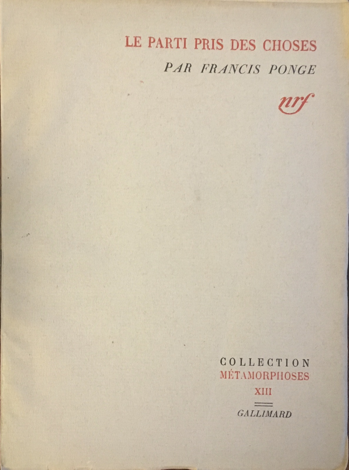 Le Parti Pris Des Choses Francis Ponge Pdf www.abebooks.co.uk