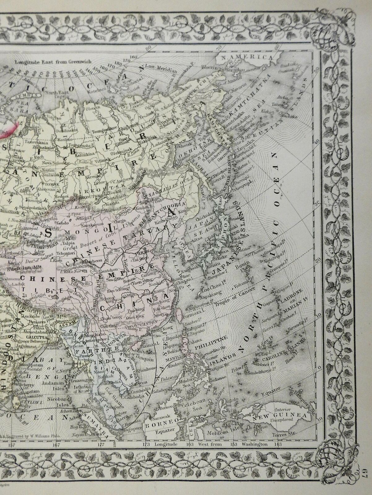 Asia Ottoman Empire Persia Qing Empire British Empire Japan 1872 Mitchell map (1872) Map