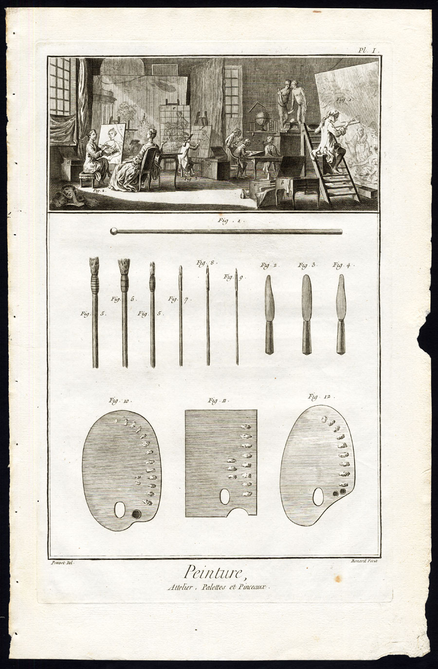 8 Antique Prints-PEINTURE-PAINTING-UTENSILS-EASEL-ART-Diderot-Benard-1751 [ ]