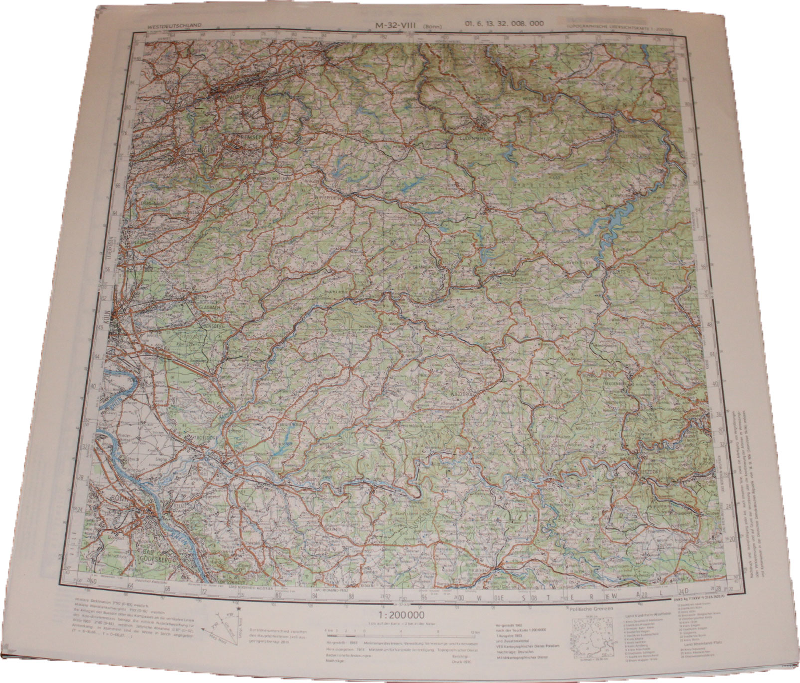 Topographische Karte Bonn (M-32-VIII) (1970),: ca. 46 x 42 cm