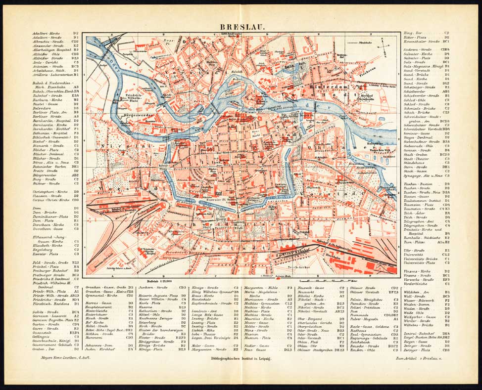 Antique MapBRESLAUGERMANYMeyers1895 (1895) Art / Print / Poster