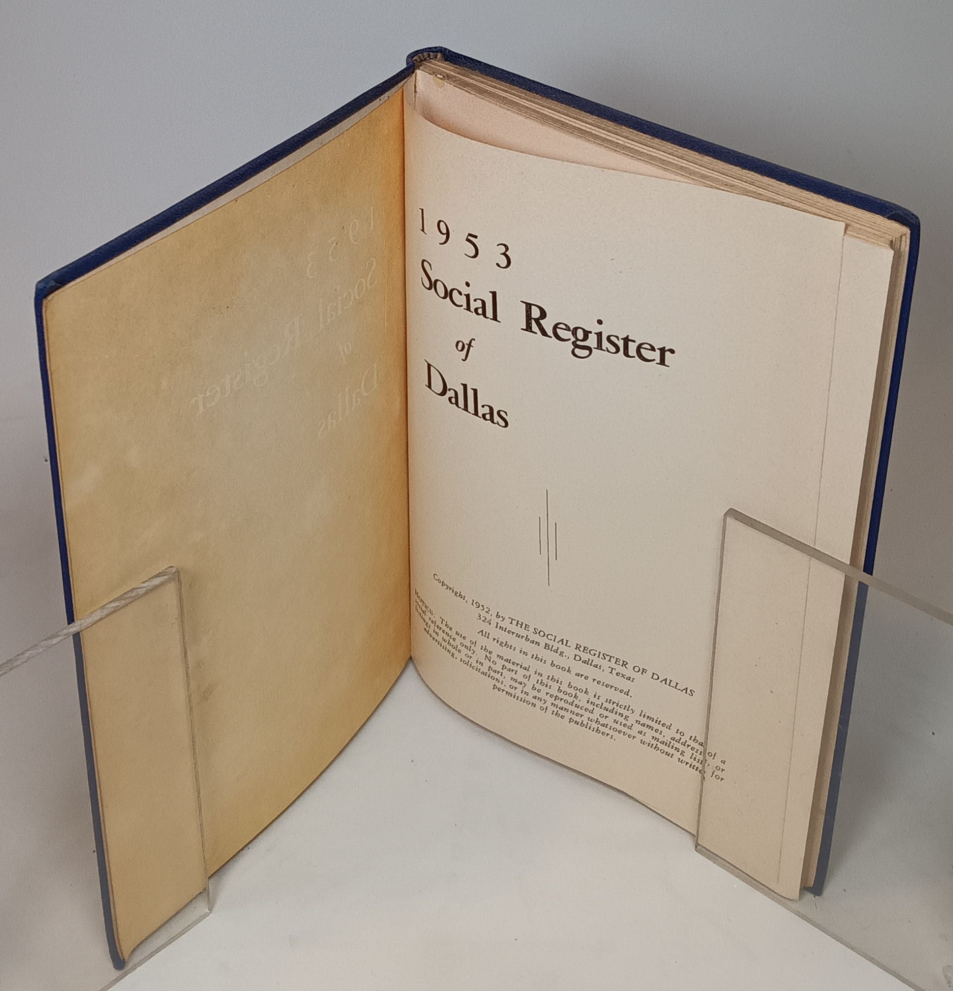 1953 Social Register of Dallas by Social Register of Dallas: HARDCOVER ...